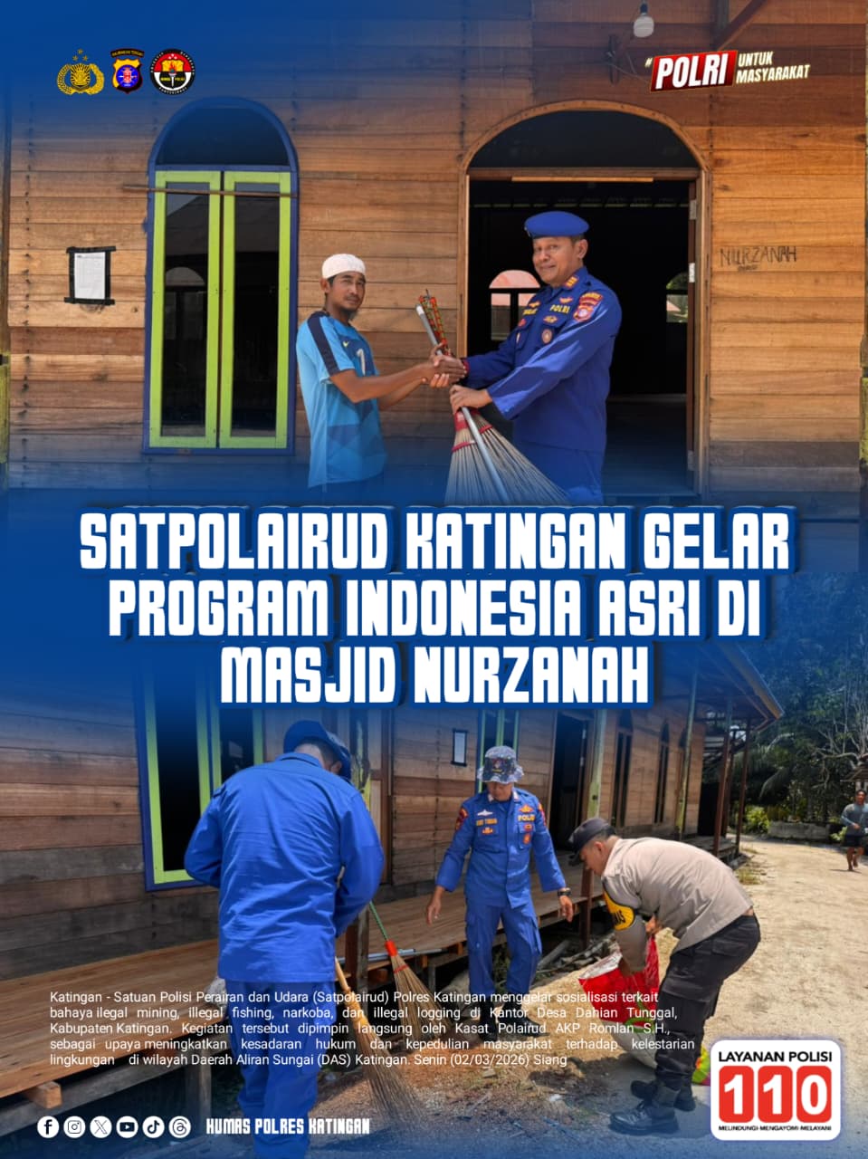 Satpolairud Katingan Gelar Program Indonesia Asri di Masjid Nurzanah