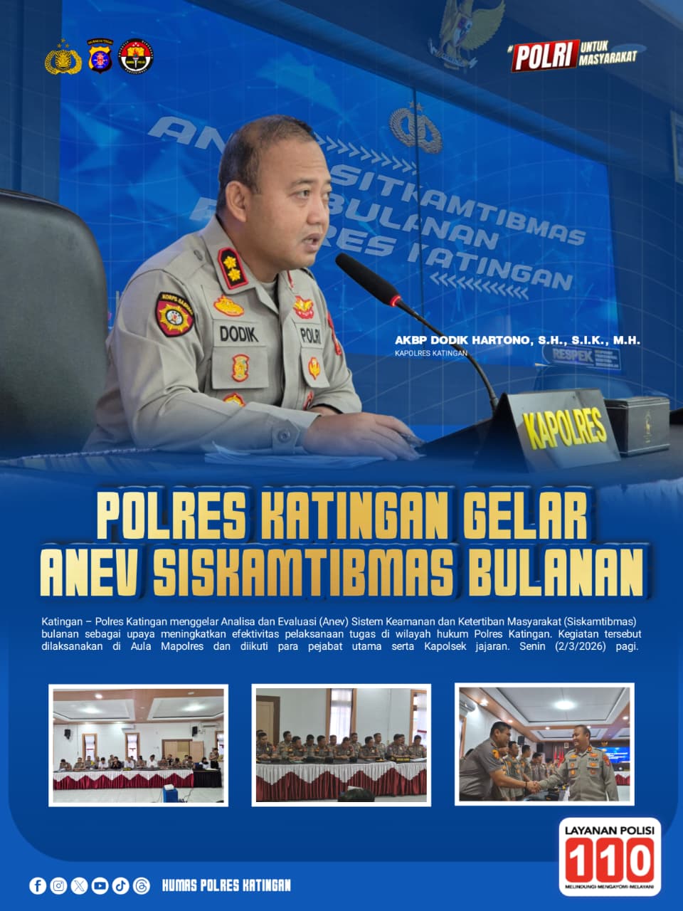 Polres Katingan Gelar Anev Siskamtibmas Bulanan
