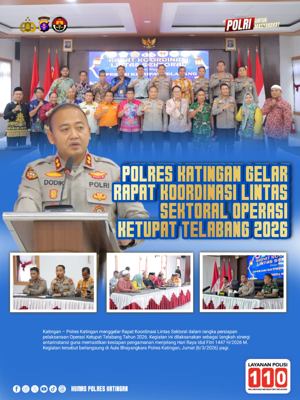 Polres Katingan Gelar Rapat Koordinasi Lintas Sektoral Operasi Ketupat Telabang 2026