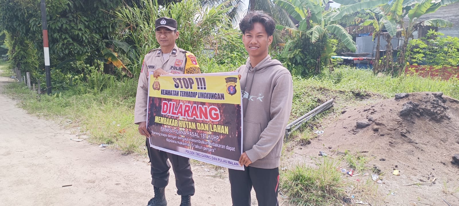 ‎Ciptakan lingkungan sehat Polsek Tws Garing dan Pulau Malan sosialisasi Stop Karhutla.‎