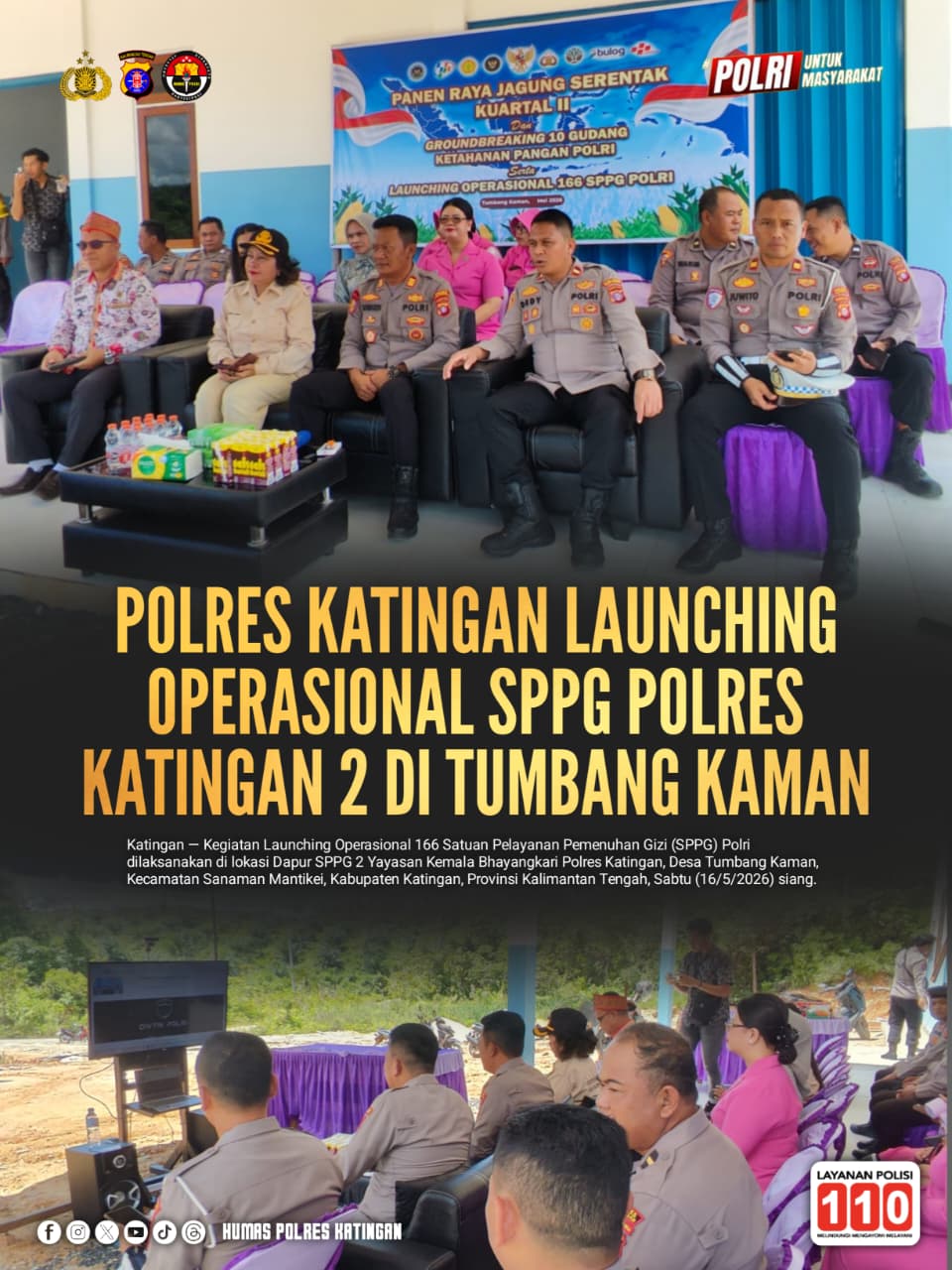 Polres Katingan Launching Operasional SPPG Polres Katingan 2 di Tumbang Kaman