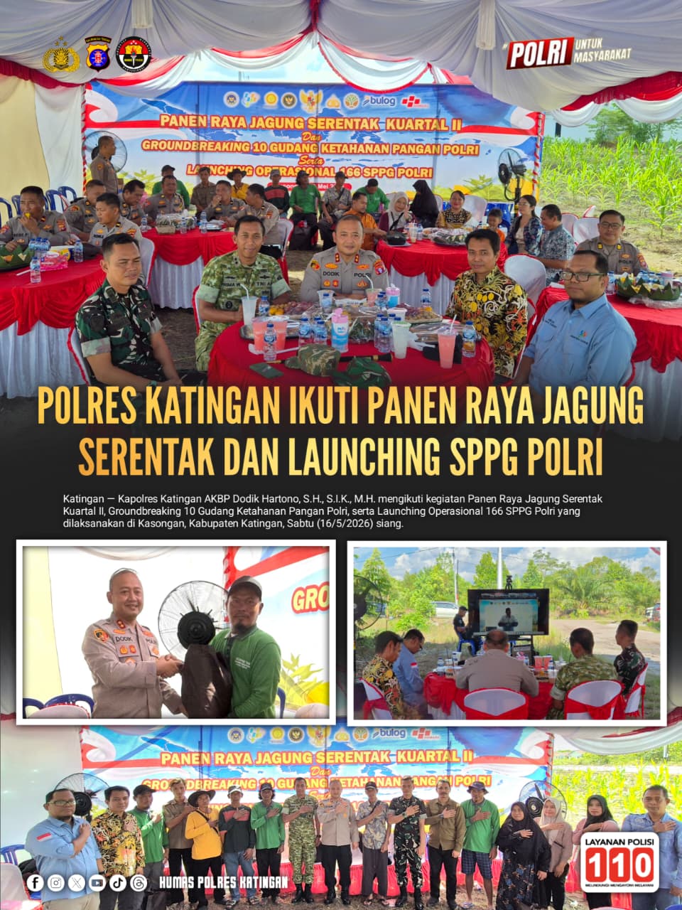 Polres Katingan Ikuti Panen Raya Jagung Serentak dan Launching SPPG Polri
