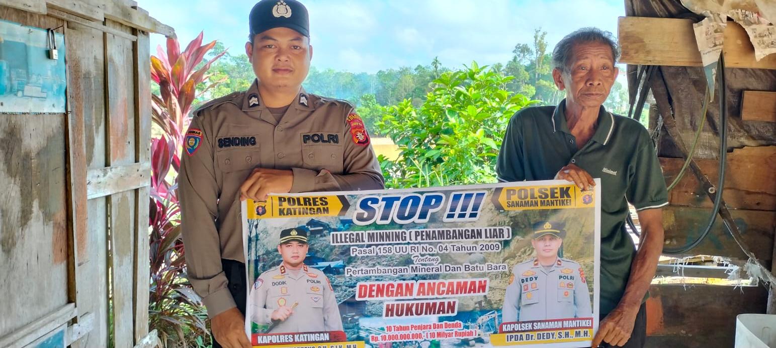 Bhabinkamtibmas Desa Tumbang Baraoi Sosialisasi tentang larangan Ilegal Mining.