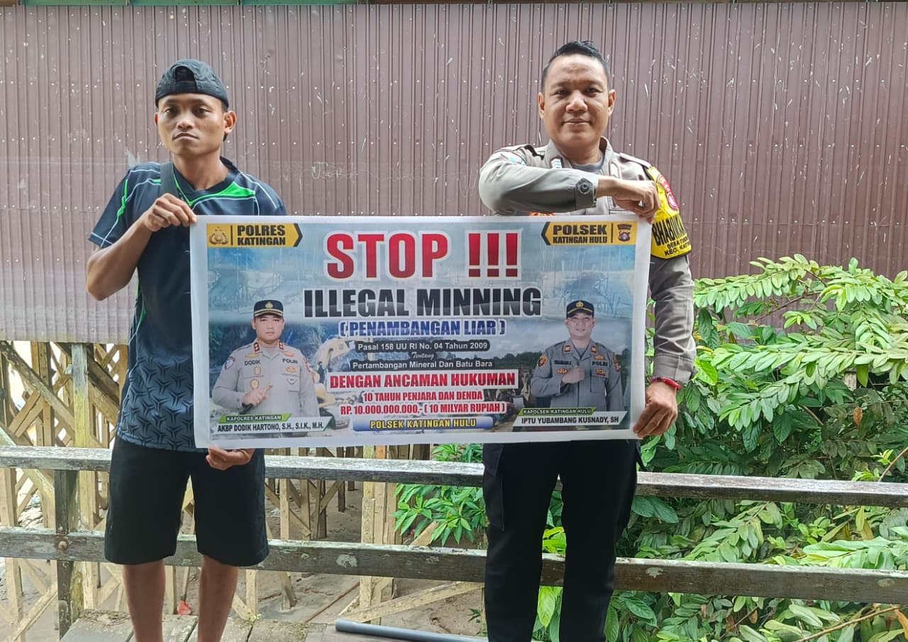 ‎Upaya pencegahan Penambangan Emas Tanpa Ijin (PETI) di Kecamatan Katingan Hulu dan Bukit Raya, Bhabinkamtibmas sosialisasi kepada masyarakat.