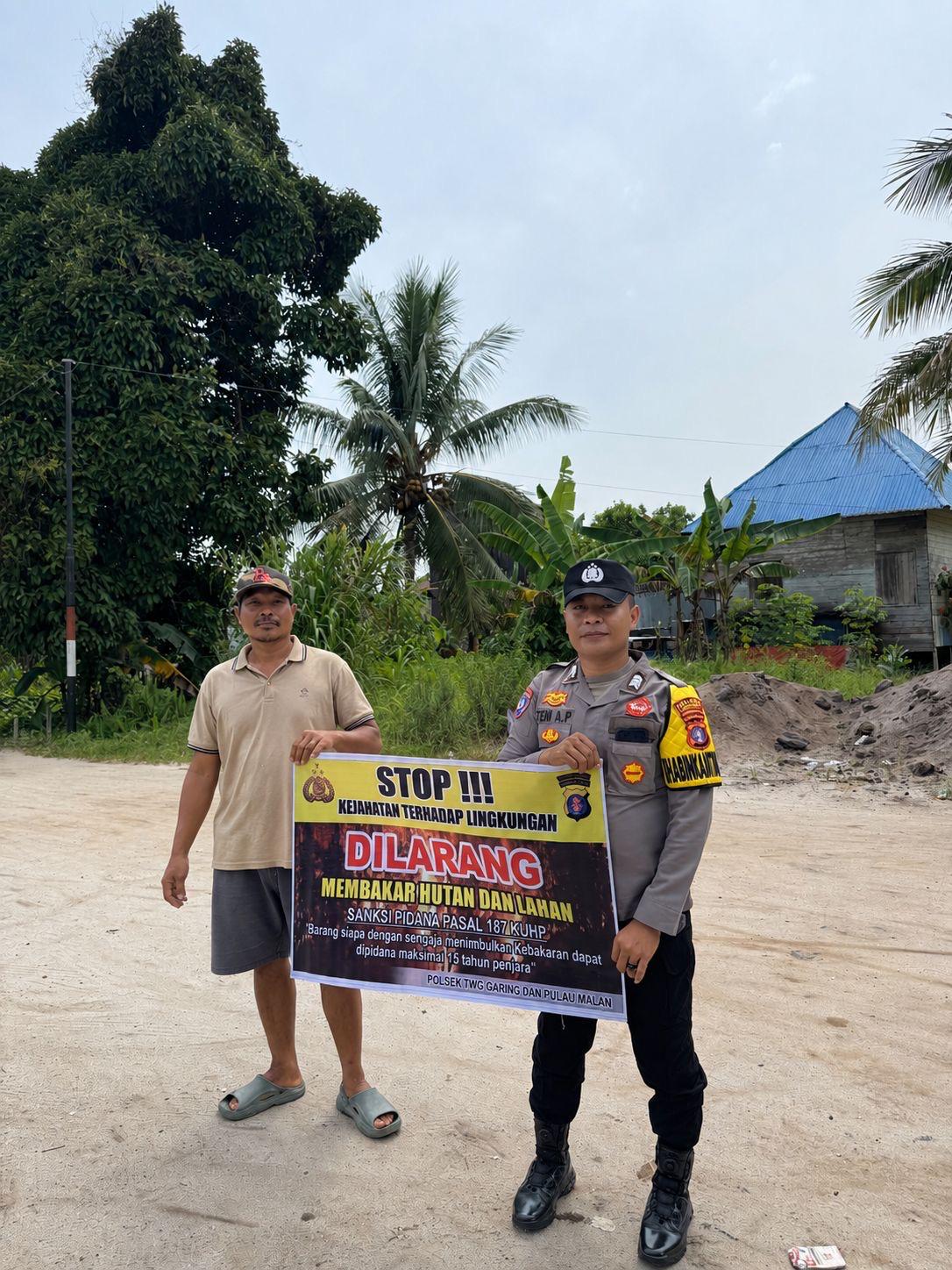 Polsek Tewang Sangalang Garing dan Pulau Malan Imbau Warga Tidak Membuka Lahan Dengan Membakar