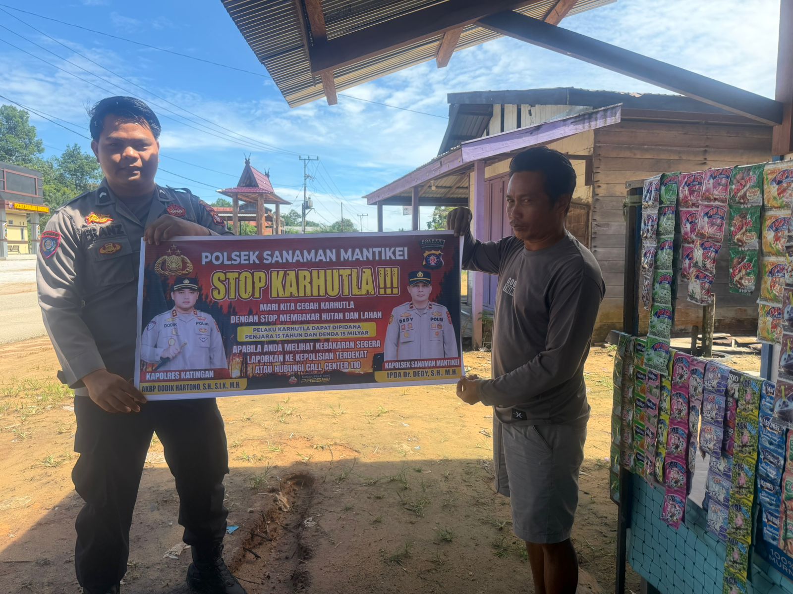 Bhabinkamtibmas Desa Tumbang Kaman Sosialisasi imbauan tentang Karhutla