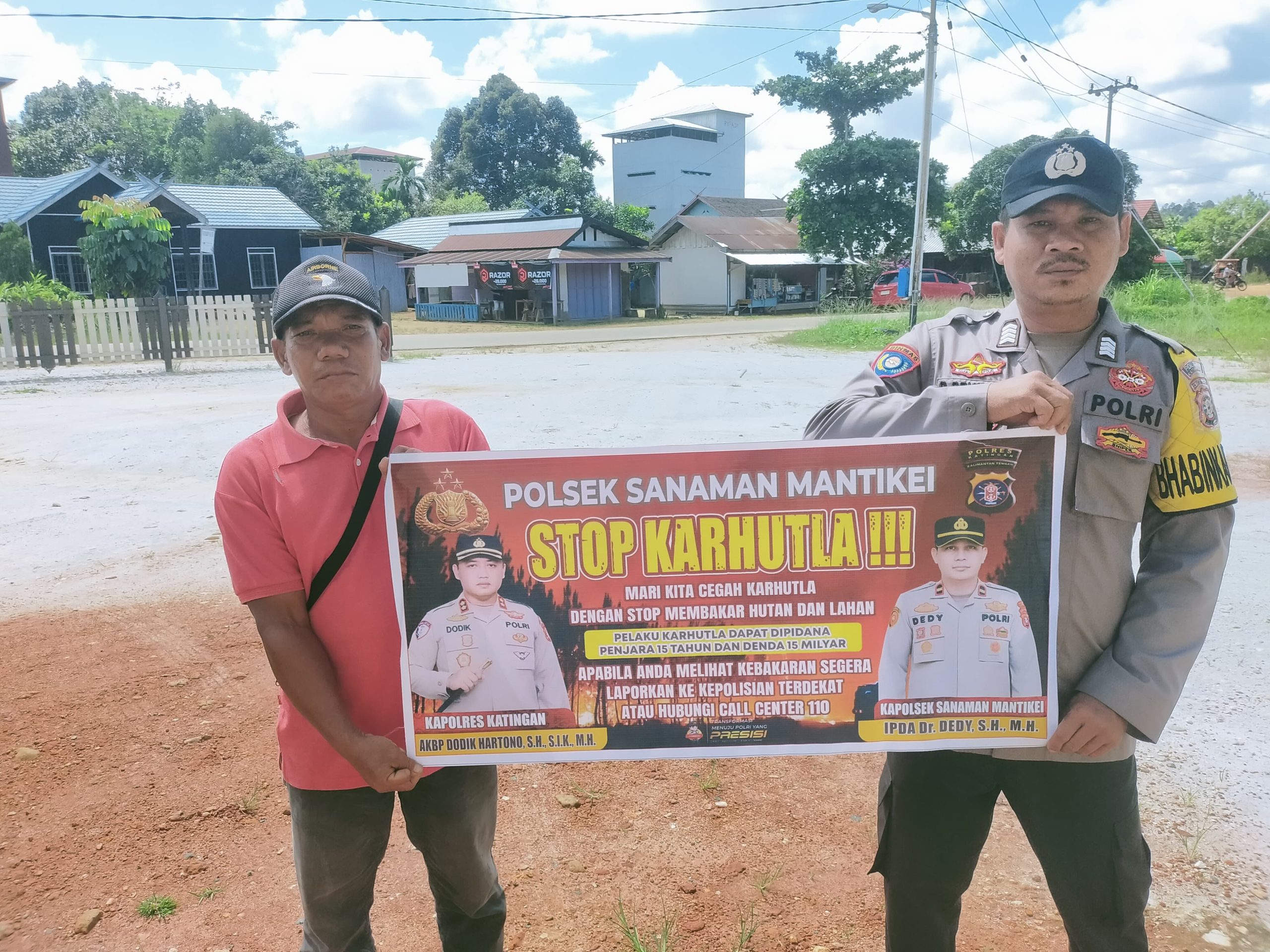 Bhabinkamtibmas Desa Tumbang Labehu Sosialisasi imbauan tentang Karhutla