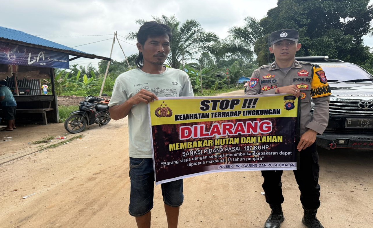 Ciptakan lingkungan sehat Polsek Tws Garing dan Pulau Malan sosialisasi Stop Karhutla.