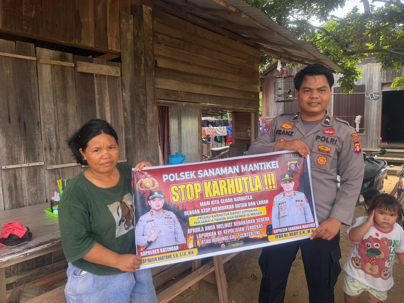 Bhabinkamtibmas Desa Tumbang Kaman Sosialisasi imbauan tentang Karhutla
