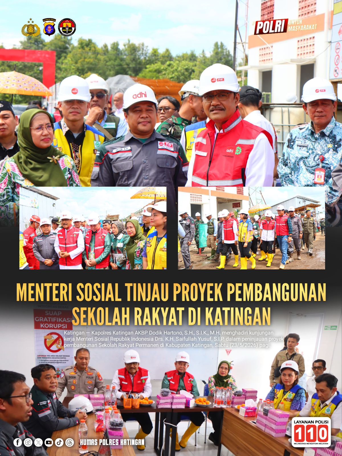 Menteri Sosial Tinjau Proyek Pembangunan Sekolah Rakyat di Katingan