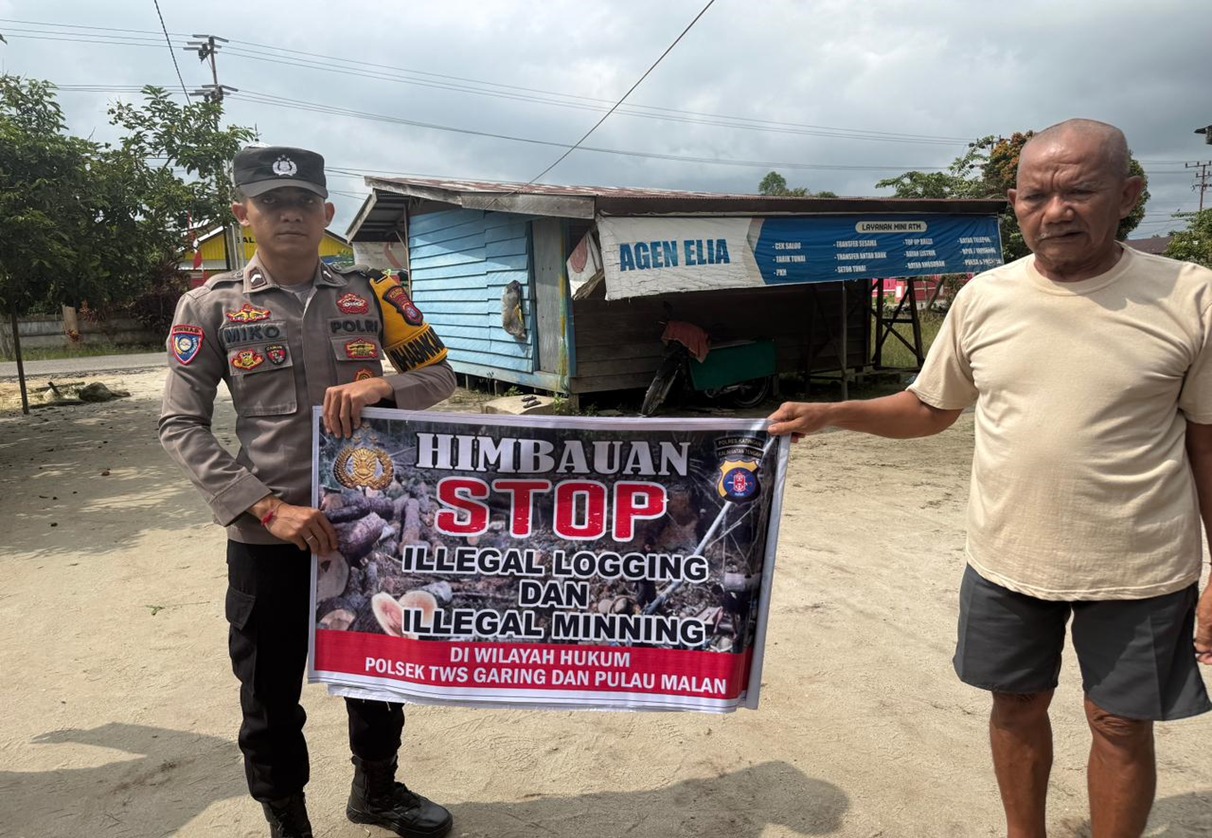 Personil ‎Polsek Tws Garing dan Pulau Malan rutin sosialisasi larangan ilegal Logging dan Ilegal Mining.