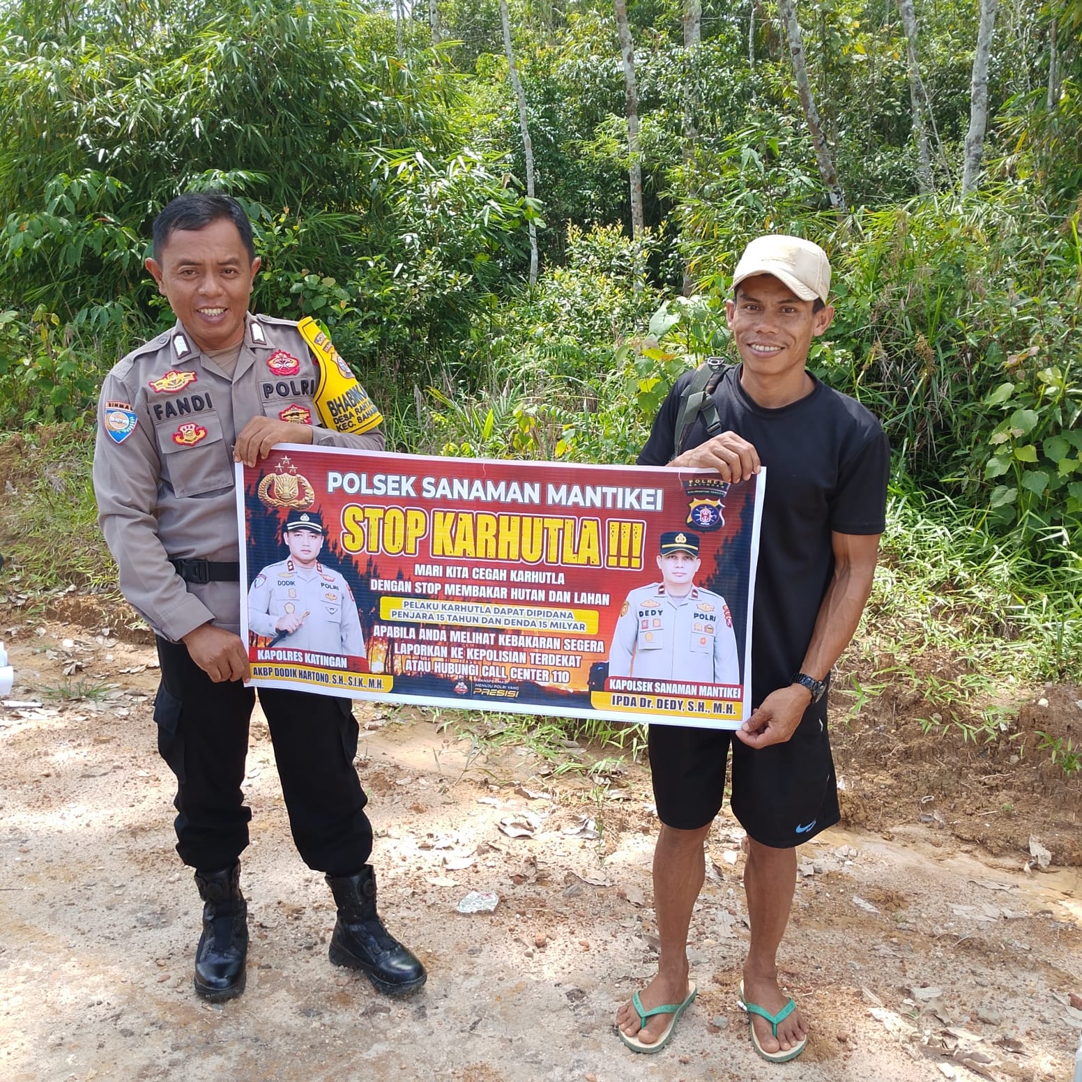 Bhabinkamtibmas Desa Rantau Bangkiang Sosialisasi imbauan tentang Karhutla