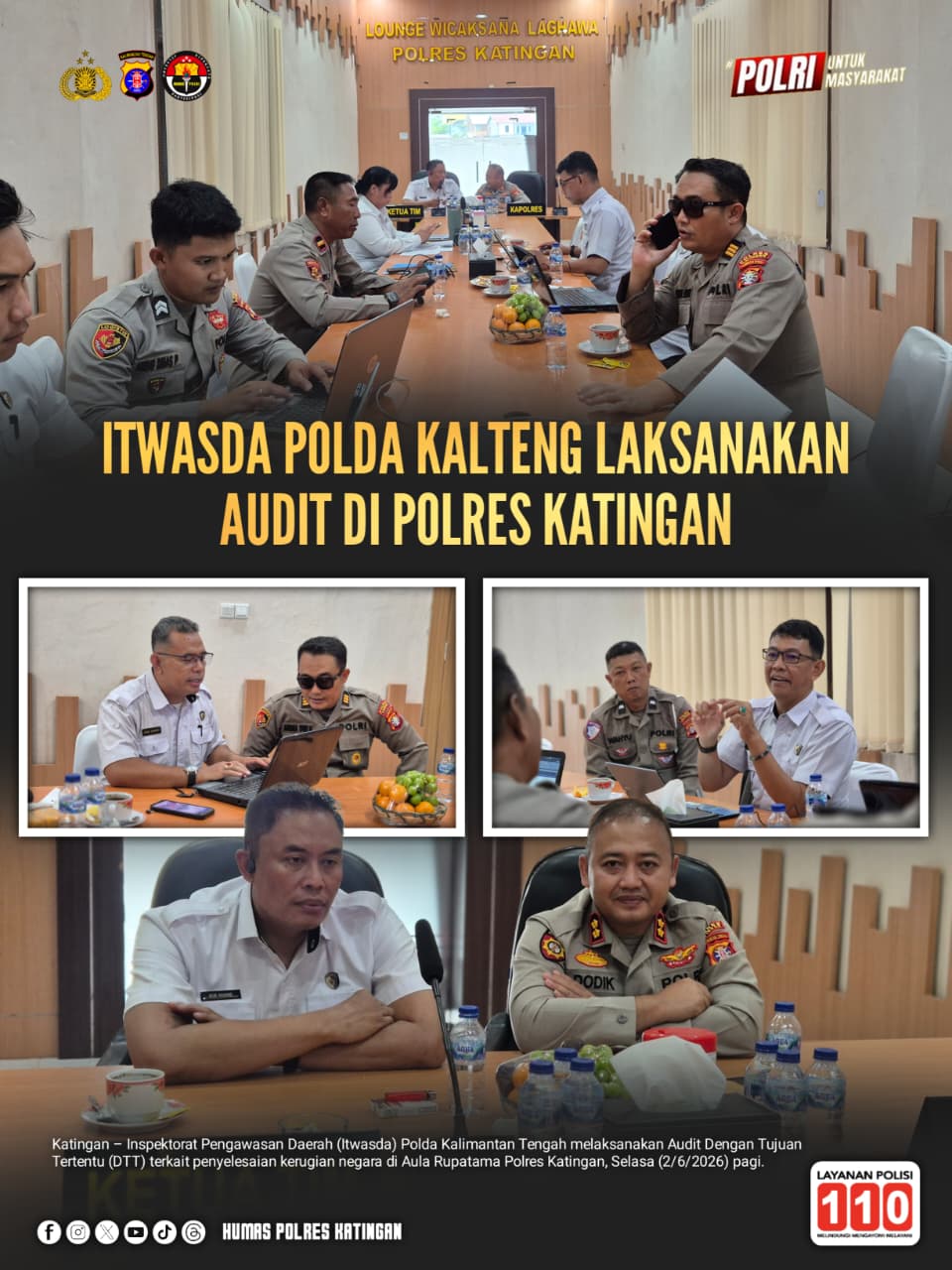 Itwasda Polda Kalteng Laksanakan Audit di Polres Katingan