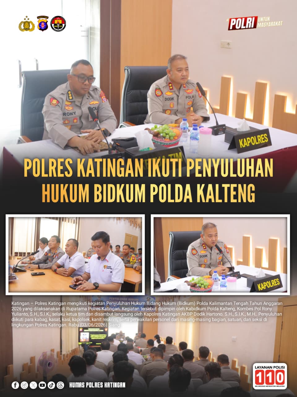 Polres Katingan Ikuti Penyuluhan Hukum Bidkum Polda Kalteng