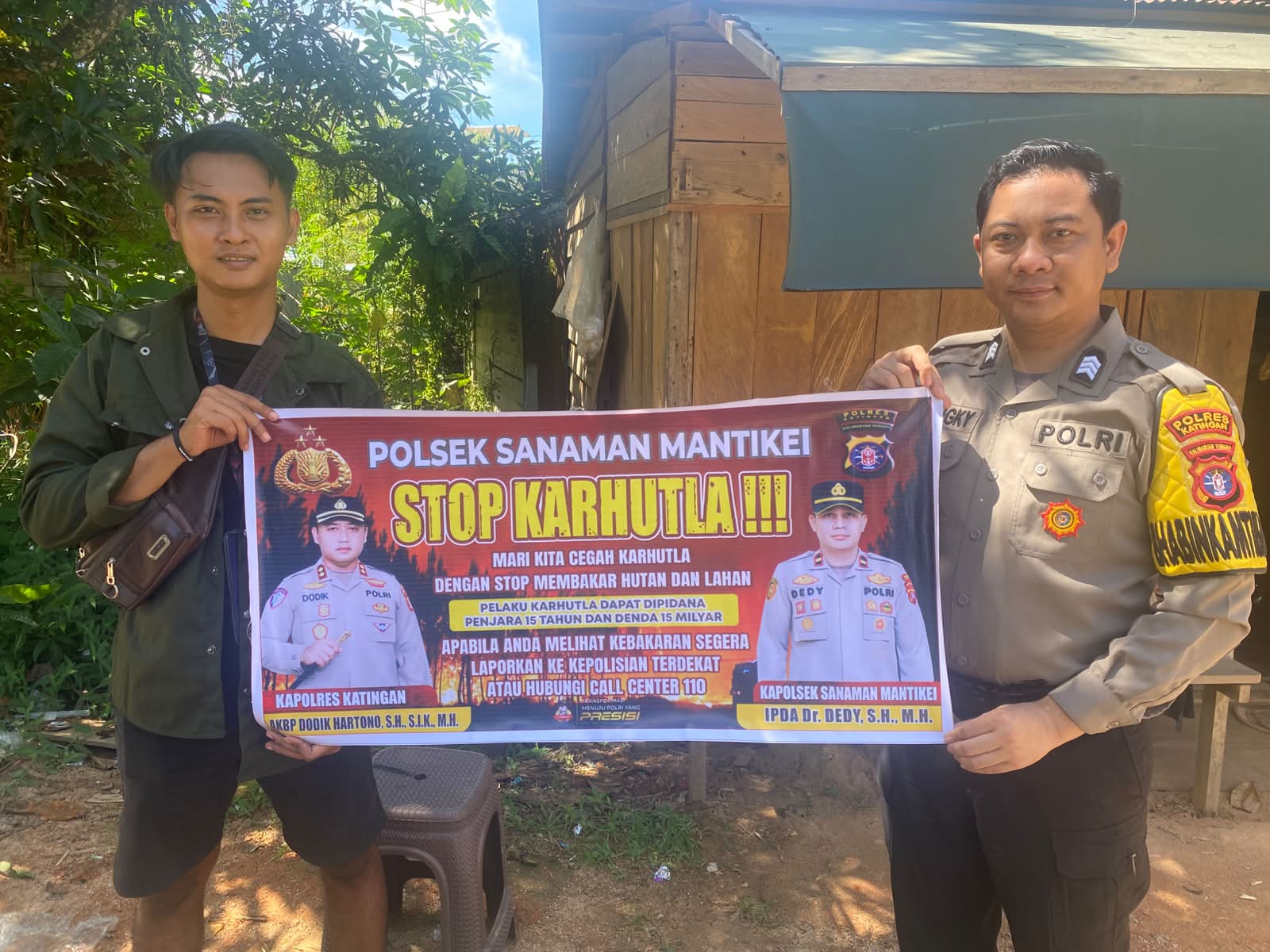 Bhabinkamtibmas Desa Tumbang Atei Sosialisasi imbauan tentang Karhutla
