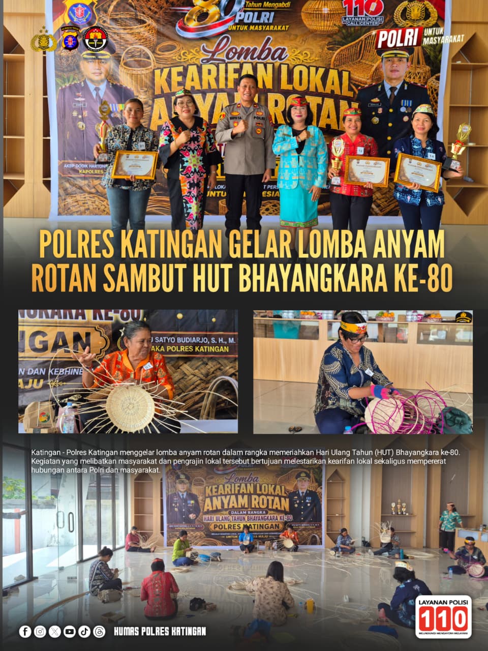 Polres Katingan Gelar Lomba Anyam Rotan Sambut HUT Bhayangkara ke-80