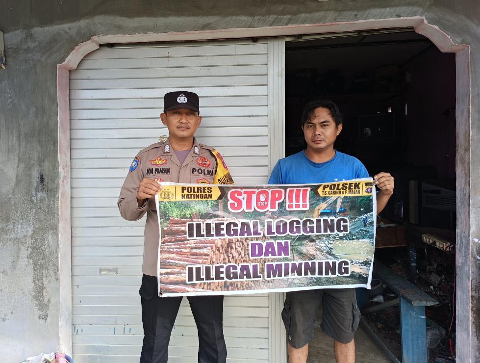 Polsek Tewang Sangalang Garing dan Pulau Malan Minta Warga Tidak Melakukan Aktivitas Ilegal Logging dan Ilegal Minning