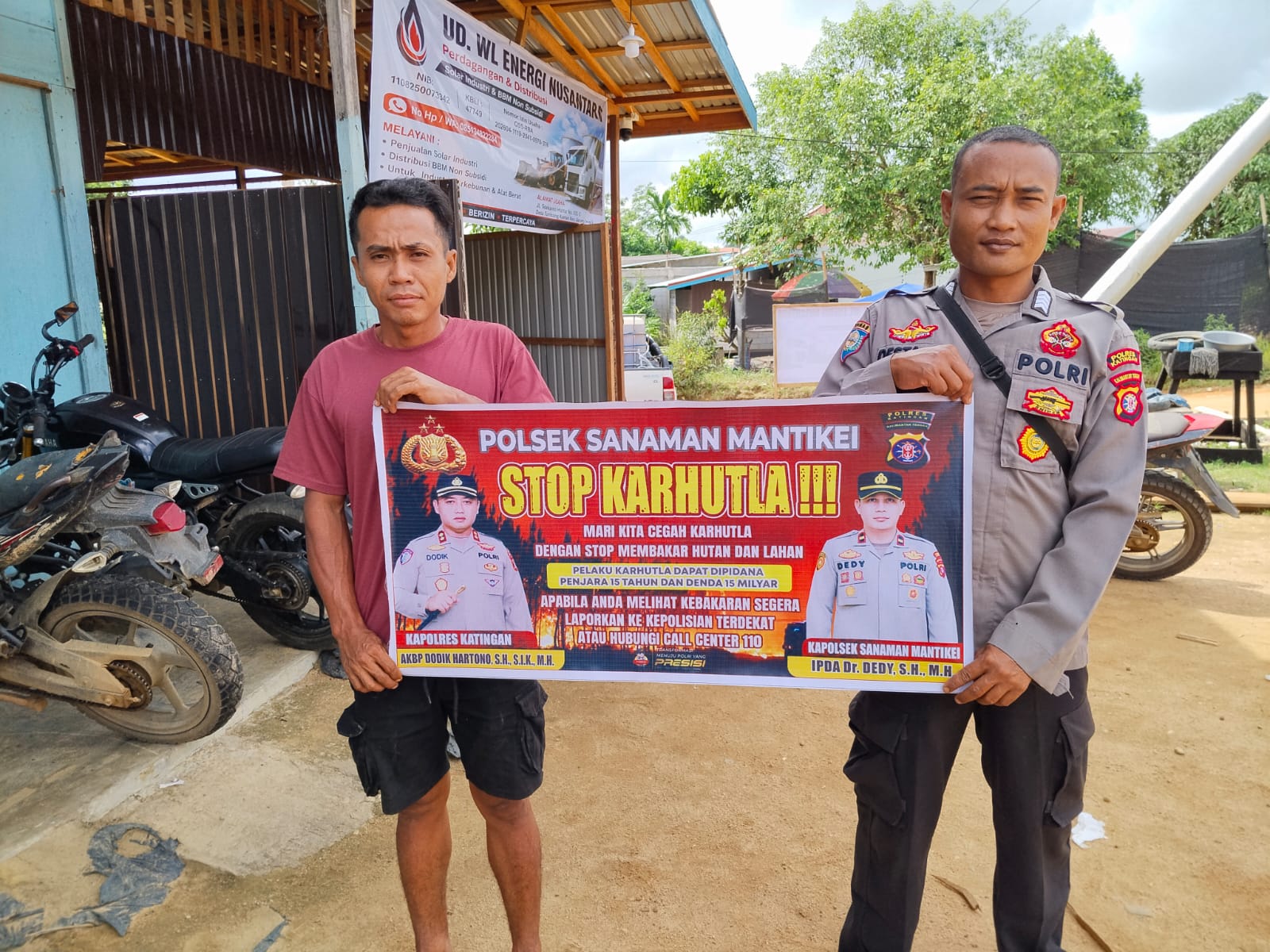 Bhabinkamtibmas Desa kamanto Sosialisasi imbauan tentang Karhutla