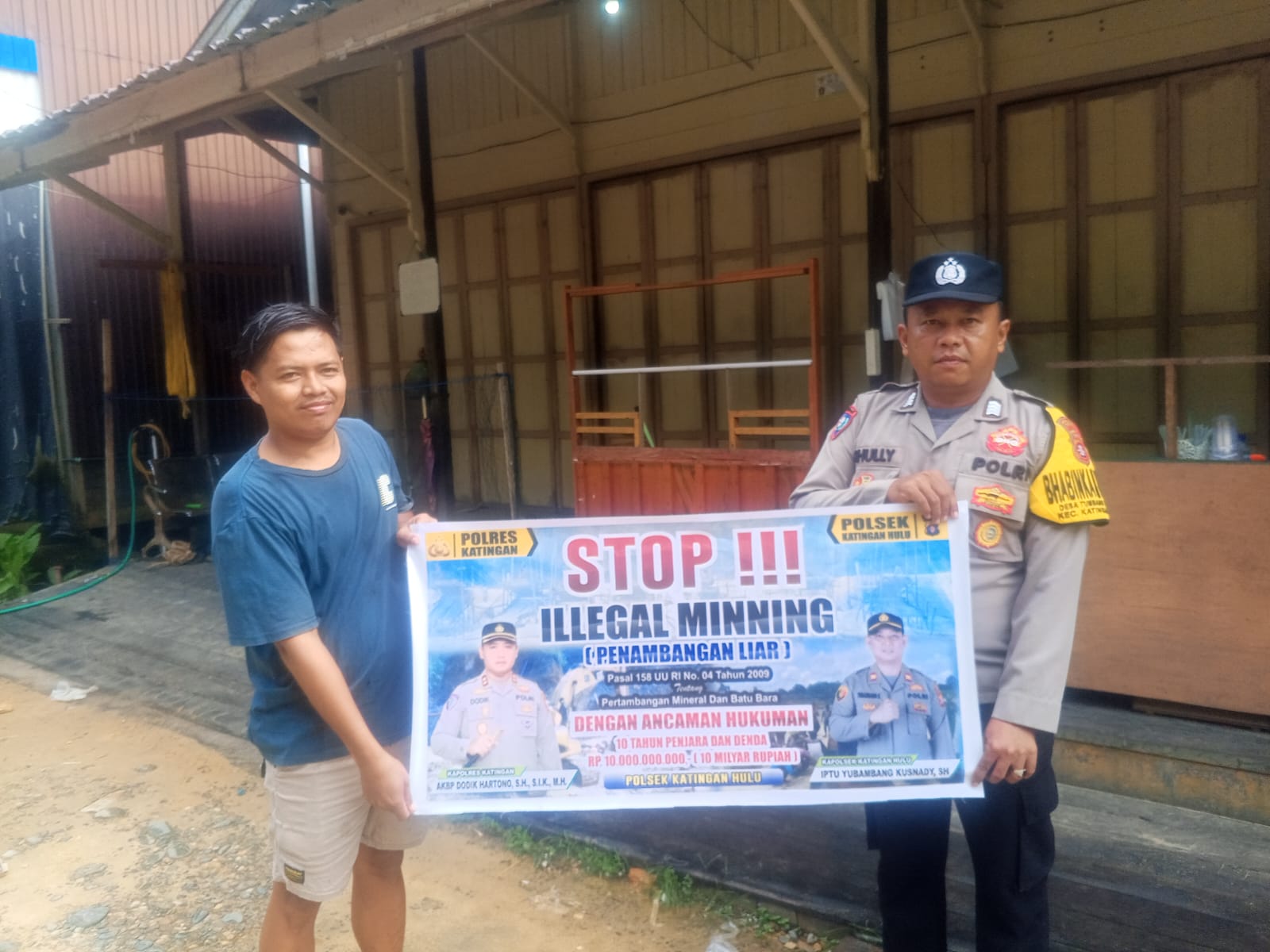 Upaya pencegahan Penambangan Emas Tanpa Ijin (PETI) di Kecamatan Katingan Hulu, Bhabinkamtibmas sosialisasi kepada masyarakat.
