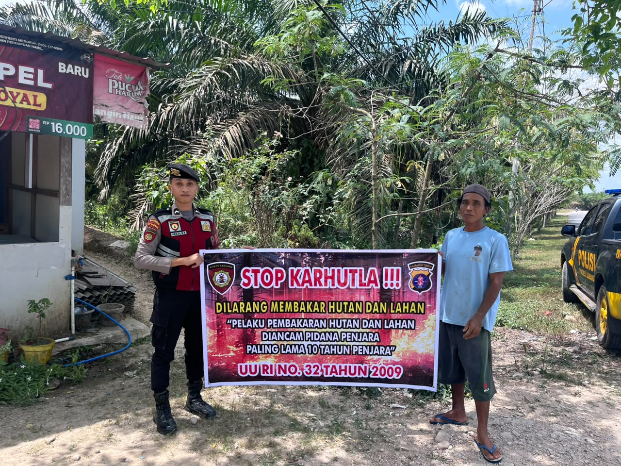 Piket Patroli Sat Samapta Polres Lamandau Sosialisasikan Pencegahan Karhutla kepada Masyarakat