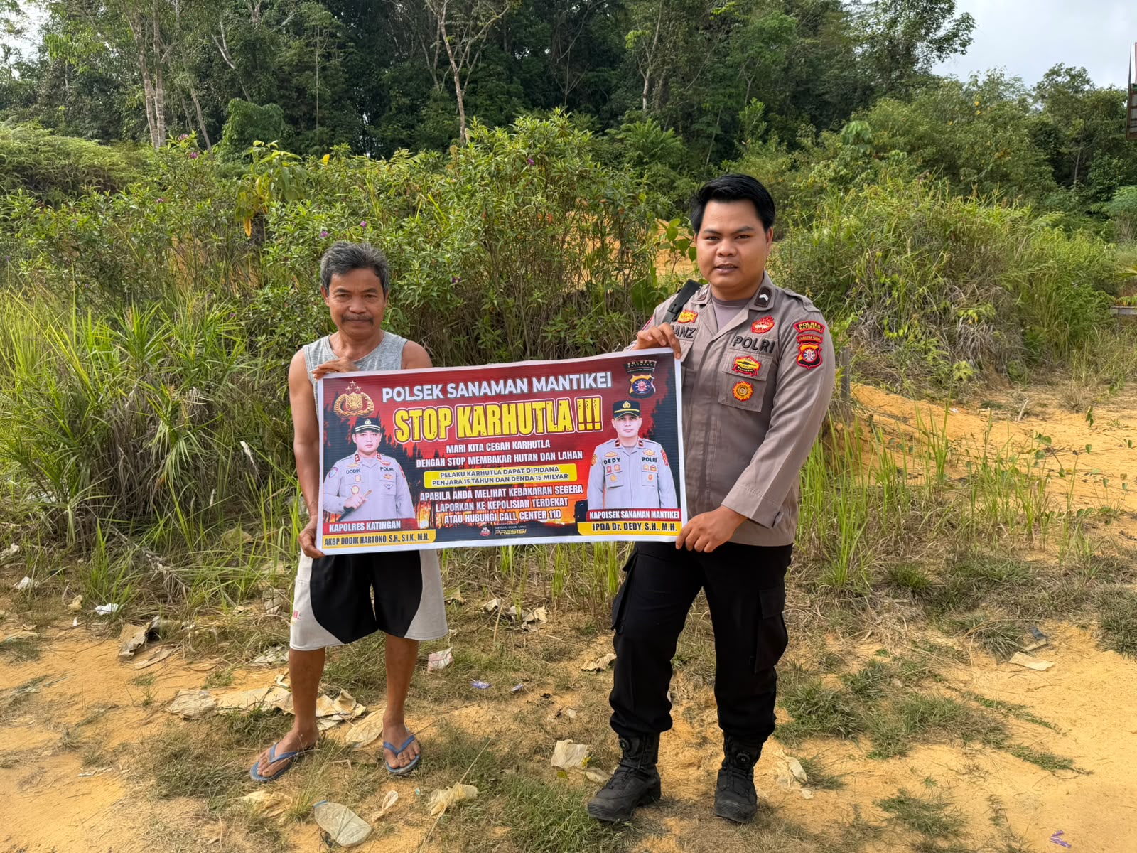 Bhabinkamtibmas Desa Tumbang Kaman Sosialisasi imbauan tentang Karhutla