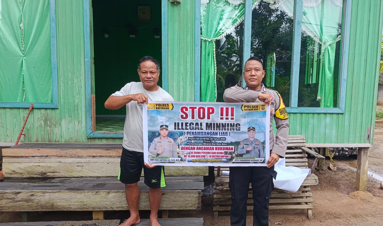 Upaya pencegahan Penambangan Emas Tanpa Ijin (PETI) di Kecamatan Katingan Hulu dan Bukit Raya, Bhabinkamtibmas sosialisasi kepada masyarakat.