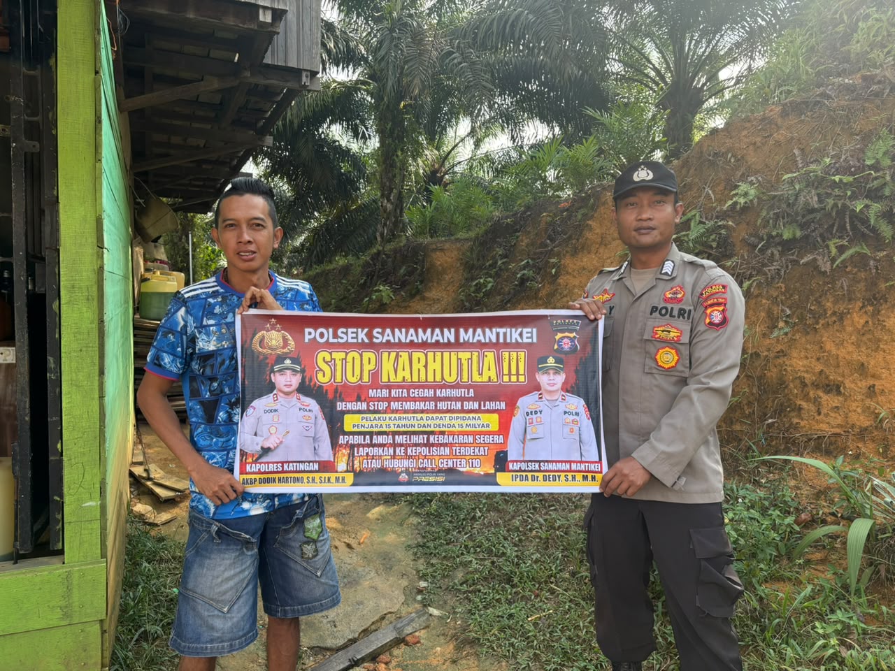 Bhabinkamtibmas Desa kamanto Sosialisasi imbauan tentang Karhutla