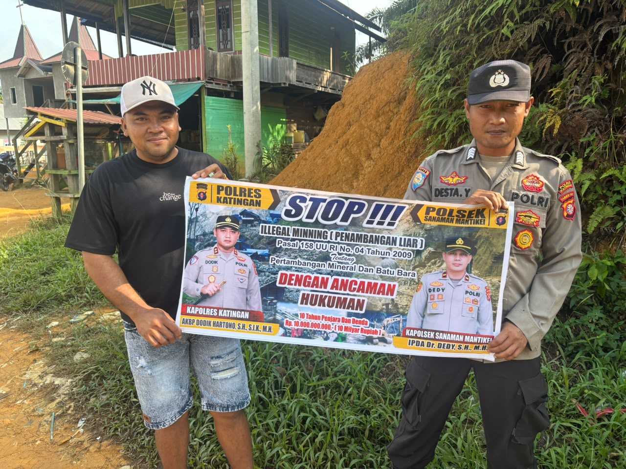 Bhabinkamtibmas Desa kamanto Sosialisasi tentang larangan Illegal Mining.