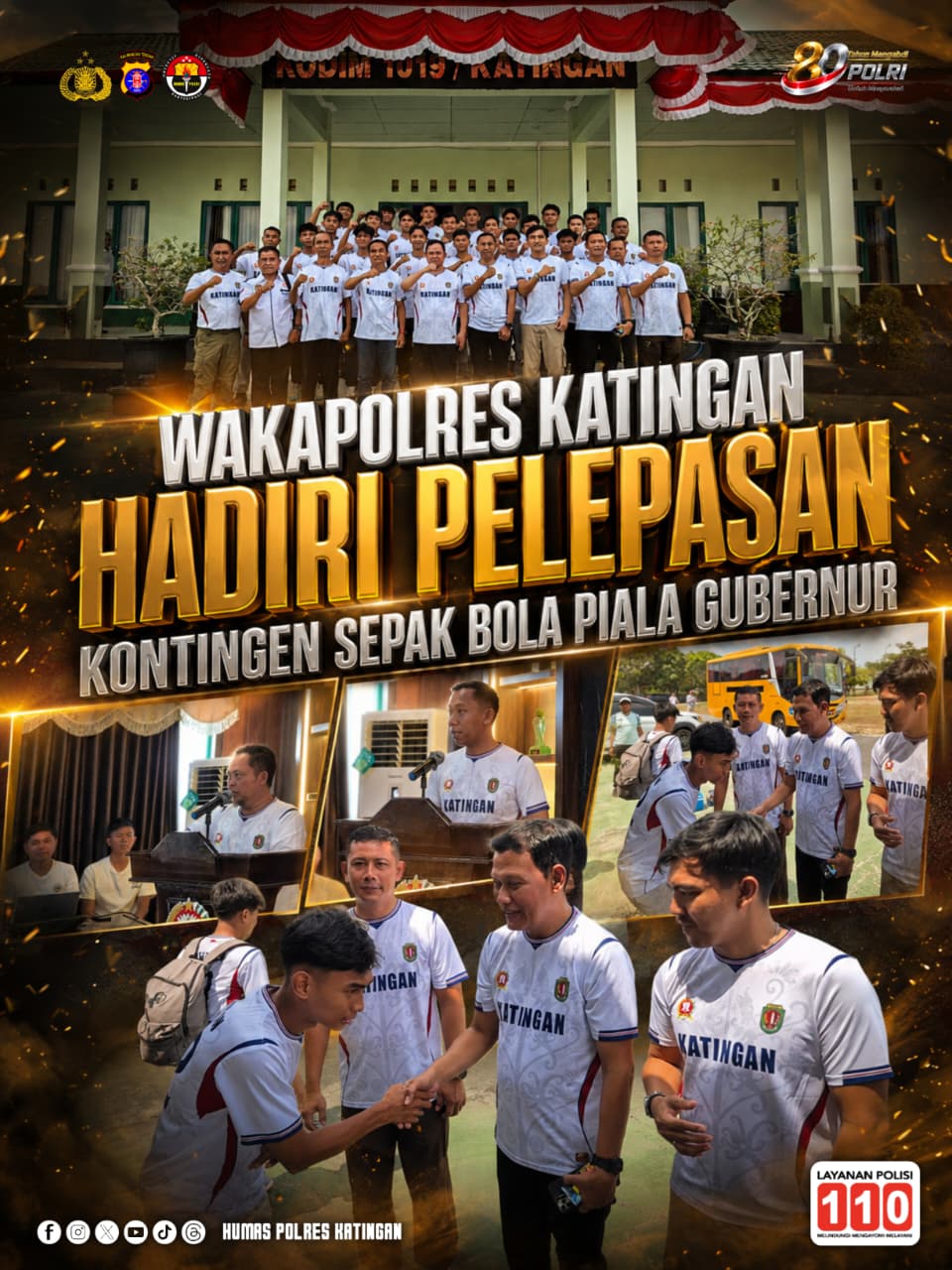 Wakapolres Katingan Hadiri Pelepasan Kontingen Sepak Bola Piala Gubernur