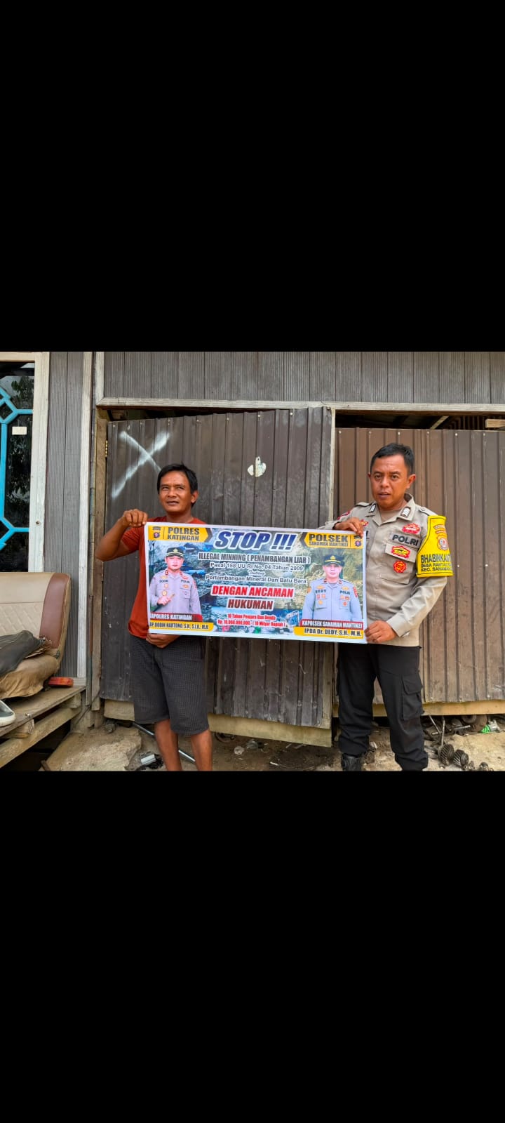 Bhabinkamtibmas Desa Rantau Bangkiang Sosialisasi tentang larangan Ilegal Mining.