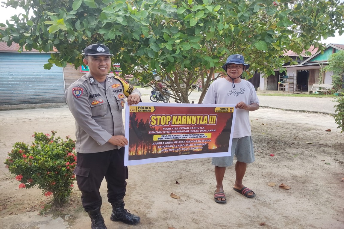 Bhabinkamtibmas Piket Polsek Tws Garing dan Pulau Malan terus sosialisasi Stop Karhutla kpd Masyarakat.