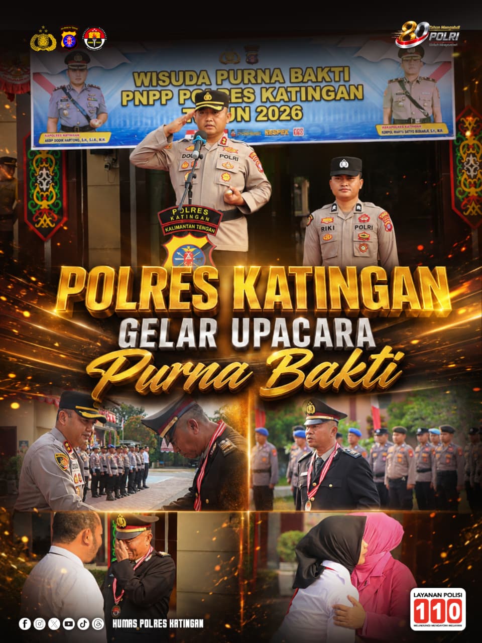 Polres Katingan Gelar Upacara Purna Bakti