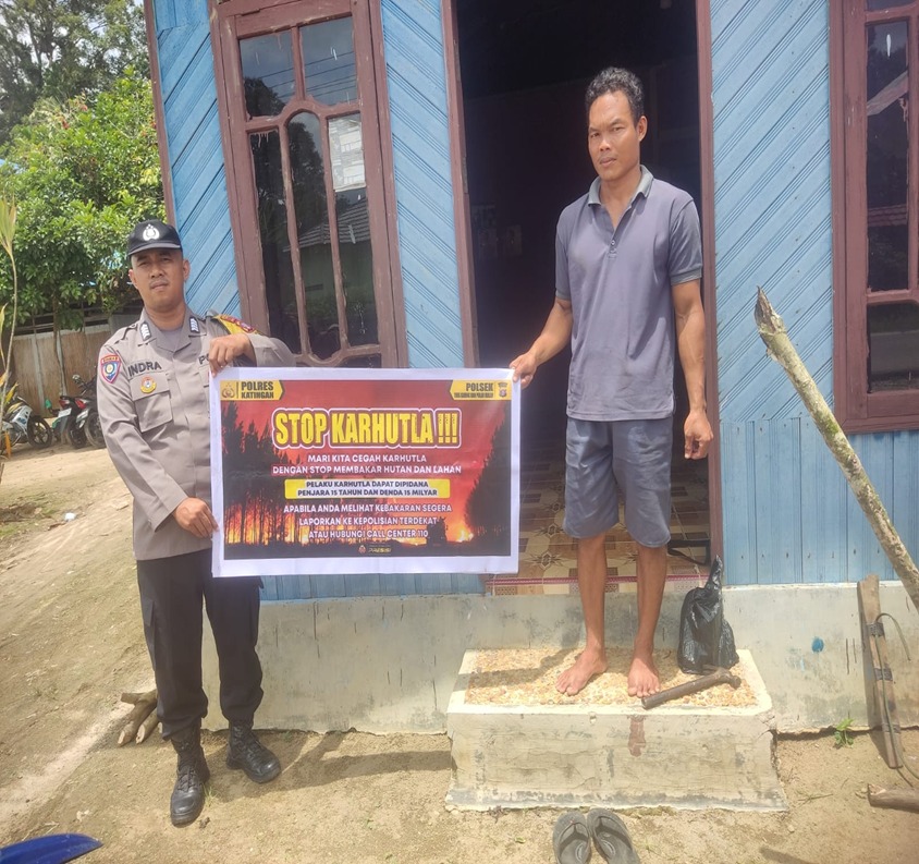 Bhabinkamtibmas Piket Polsek Tws Garing dan Pulau Malan terus sosialisasi Stop Karhutla kpd Masyarakat.