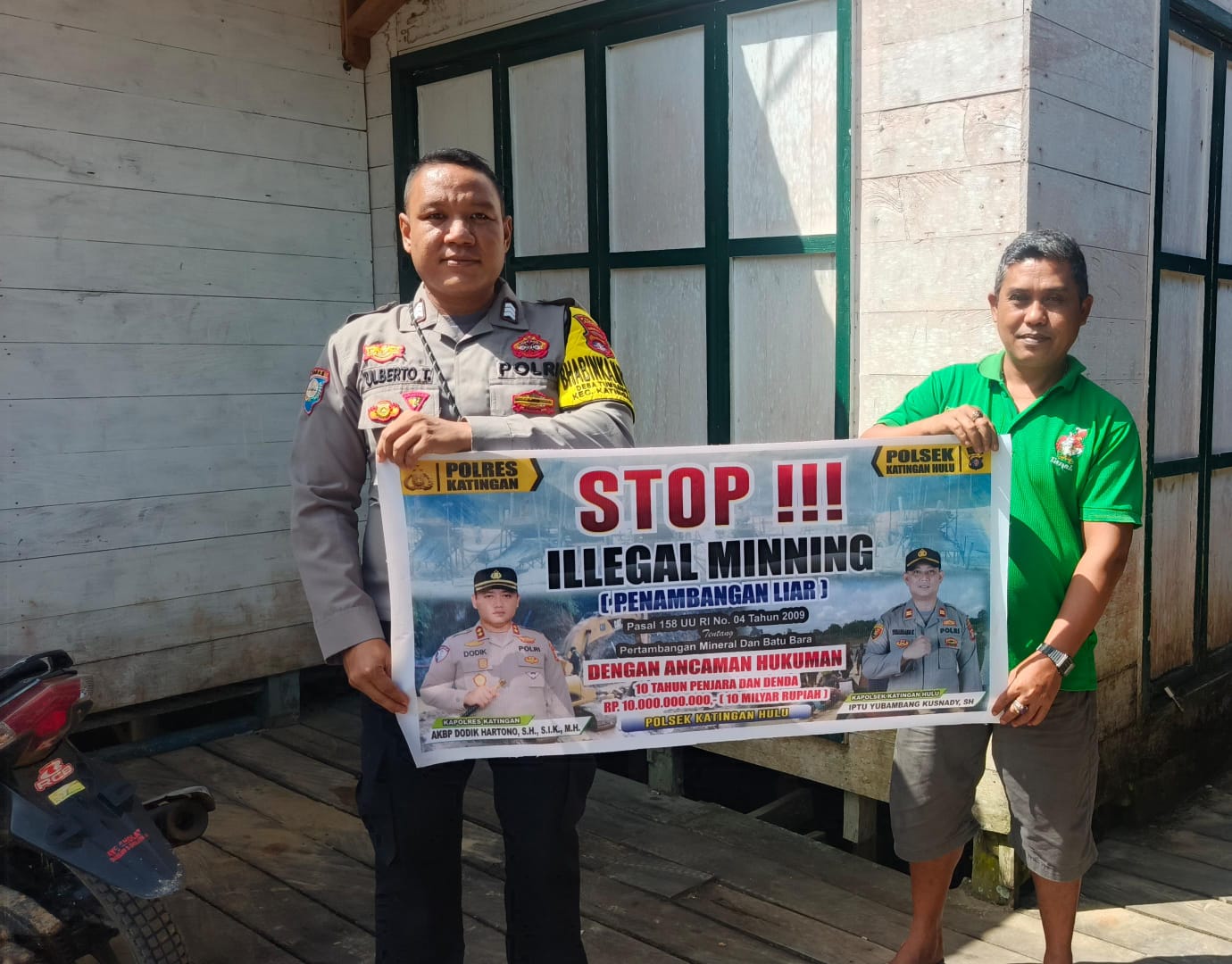 Upaya pencegahan Penambangan Emas Tanpa Ijin (PETI) di Kecamatan Katingan Hulu dan Bukit Raya, Bhabinkamtibmas sosialisasi kepada masyarakat.