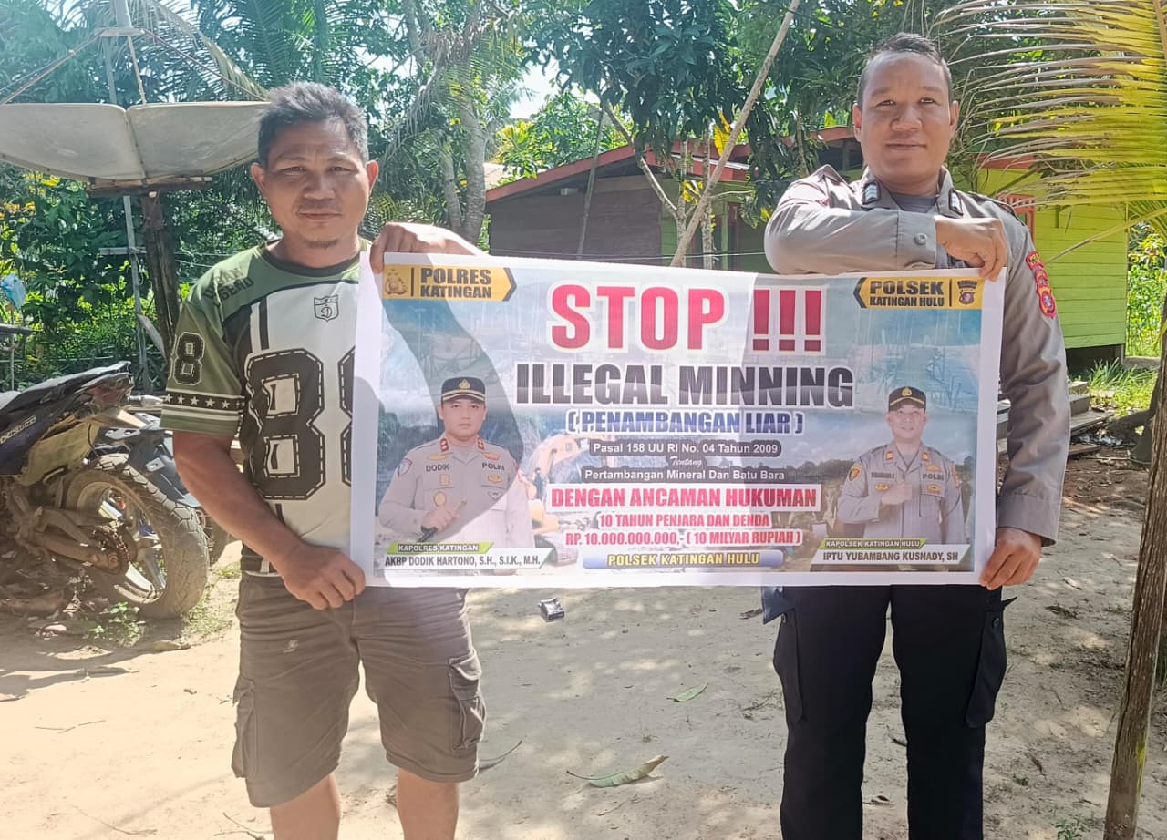 Upaya pencegahan Penambangan Emas Tanpa Ijin (PETI) di Kecamatan Katingan Hulu dan Bukit Raya, Bhabinkamtibmas sosialisasi kepada masyarakat.