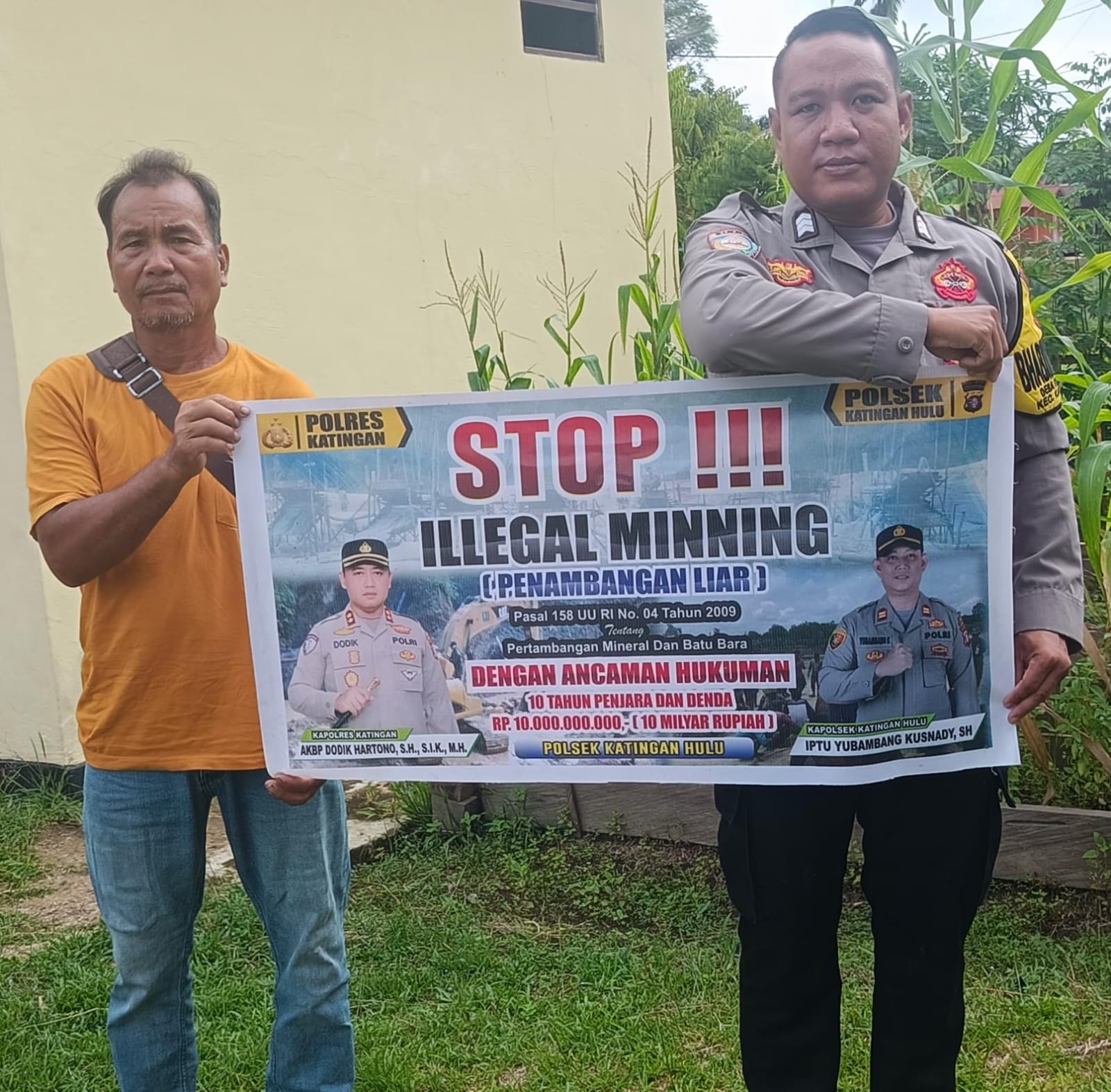 Upaya pencegahan Penambangan Emas Tanpa Ijin (PETI) di Kecamatan Katingan Hulu dan Bukit Raya, Bhabinkamtibmas sosialisasi kepada masyarakat.